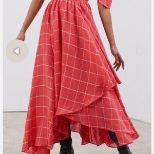 Mara Hoffman Red Checkered Skirt
